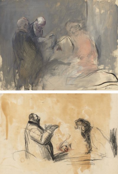 In ospedale (recto) Schizzo per In ospedale (verso) da Jean Louis Forain