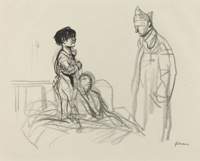 Madre e Bambino Visitati da un Soldato in Ospedale, c. 1914-1919 da Jean Louis Forain