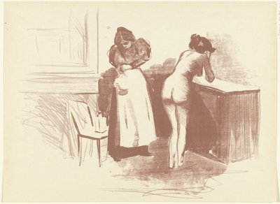 Donna nuda si lava e serva accanto a lei da Jean Louis Forain
