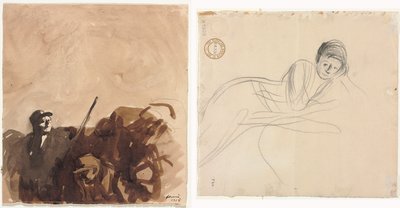 Soldato in una trincea (recto) Donna reclinata (verso) da Jean Louis Forain