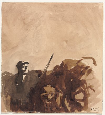 Soldato in una trincea recto Donna reclinata verso, 1915 da Jean Louis Forain