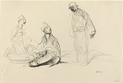 Soldati che preparano un pasto da Jean Louis Forain