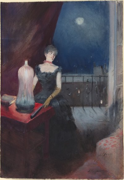 Donna in piedi con un ventaglio, probabilmente 1880-1890 da Jean Louis Forain