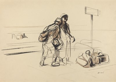 Due soldati francesi vicino a una bacheca da Jean Louis Forain