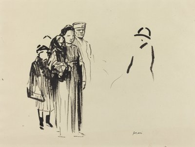 Donna e due bambini con soldati tedeschi, c. 1914-1919 da Jean Louis Forain
