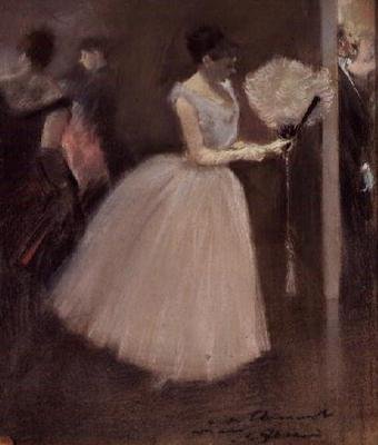 Donna in bianco con ventaglio, c.1884 da Jean Louis Forain