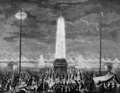 Rivoluzione Francese: Feste e illuminazioni agli Champs Elysees a Parigi il 18 luglio da Jean Louis II (after) Prieur