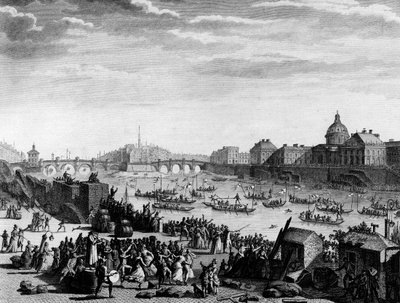 Rivoluzione francese: Festa eseguita in memoria della federazione: gioco sulla Senna a Parigi il 18 luglio da Jean Louis II (after) Prieur