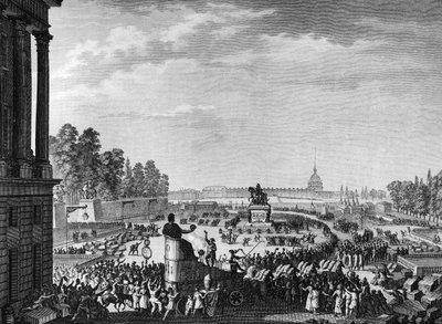 Rivoluzione francese: Prima celebrazione della libertà in occasione degli Svizzeri di Chateauvieux il 15 aprile da Jean Louis II (after) Prieur