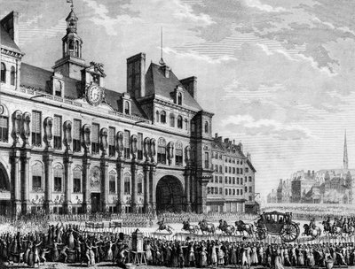 Rivoluzione Francese: Re Luigi XVI arriva al municipio di Parigi il 17 luglio da Jean Louis II (after) Prieur
