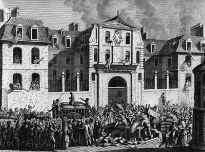 Rivoluzione francese: saccheggio della casa Saint Lazare a Parigi lunedì 13 luglio 1789 dai rivoluzionari. Incisione di Berthaut dopo Prior. Parigi, Biblioteca dell