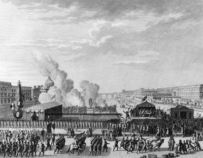 Rivoluzione francese: Volontari al Pont Neuf a Parigi, 22 luglio da Jean Louis II (after) Prieur
