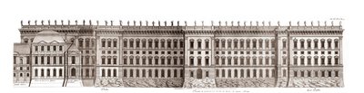Il Louvre a Parigi, progetto di Gian Lorenzo Bernini: elevazione della facciata principale verso la Senna - Da "Architecture française" di Jacques-François Blondel - incisione di Jean Marot da Jean Marot