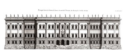 Il Louvre a Parigi, progetto di Gian Lorenzo Bernini: elevazione della facciata principale verso Saint-Germain l