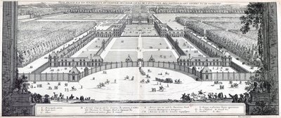 Veduta prospettica generale del castello, del bailamme, del piazzale, delle aiuole, dei giardini, ecc. di Richelieu da Jean Marot