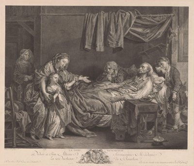 Famiglia intorno a un letto di malato da Jean Massard