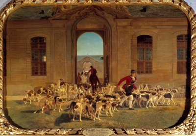 Il branco che lascia le grandi scuderie di Chantilly, dipinto di Jean Maxime Claude, 1865 da Jean Maxime Claude