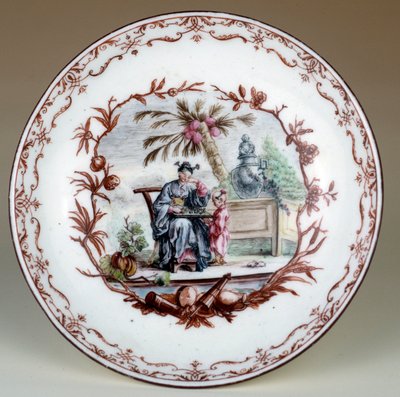 Piatto di porcellana rappresentante una scena di scacchi cinese da Jean Michel Liotard