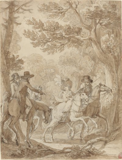 Signora e Gentiluomini a Cavallo in un Parco da Jean Michel Moreau