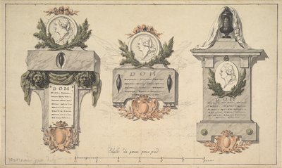 Tre disegni per un monumento funebre o epitaffio, ca. 1770-90 da Jean Michel Moreau