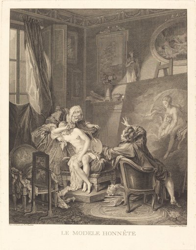 Il modello onesto da Jean Michel Moreau and Jean Baptiste Blaise Simonet after Pierre Antoine Baudouin