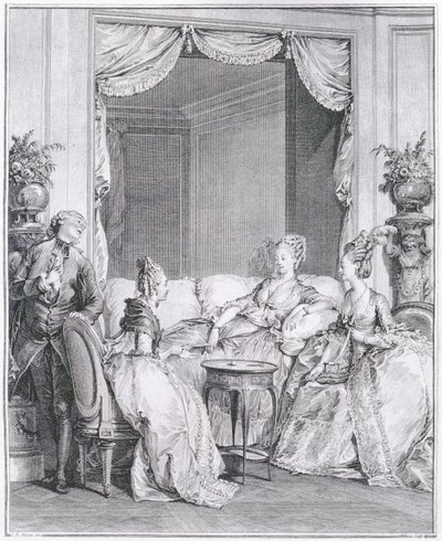 Non temere, mio buon amico, inciso da I.S. Helman (1743-1809) da Jean Michel the Younger Moreau
