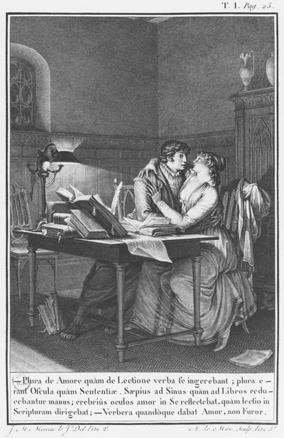 Eloisa e Abelardo nel loro studio, illustrazione da 