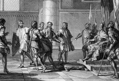 Carlo (953-991), fratello del re Lotario, rende omaggio a Ottone II (955-983), imperatore del Sacro Romano Impero. Quest
