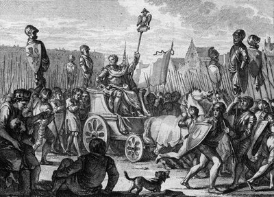 Sfilata di Filippo II Augusto (1165-1223) per le strade di Parigi, dopo la vittoria dell