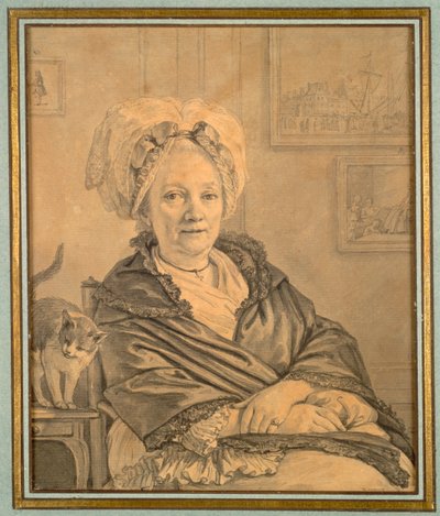 Donna seduta con un gatto da Jean Michel the Younger Moreau