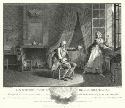 Le Ultime Parole di Jean-Jacques Rousseau (incisione) da Jean Michel the Younger Moreau