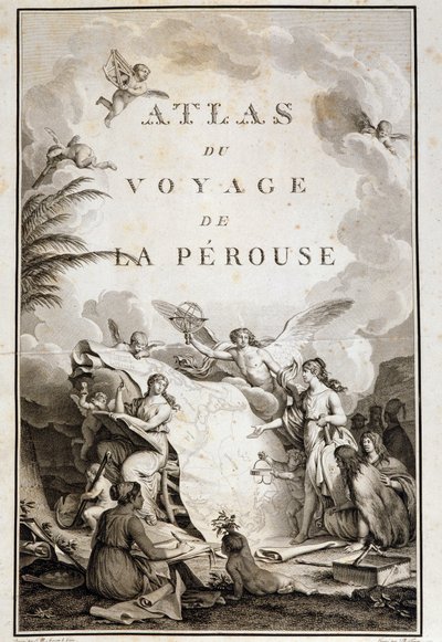 Pagina del titolo di "Atlas du voyage de La Perouse" (Jean-Francois Galaup, Conte de La Perouse) da Jean Michel the Younger Moreau
