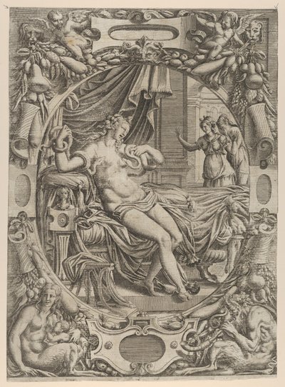 Cleopatra morsa da un aspide, 1535-55 da Jean Mignon