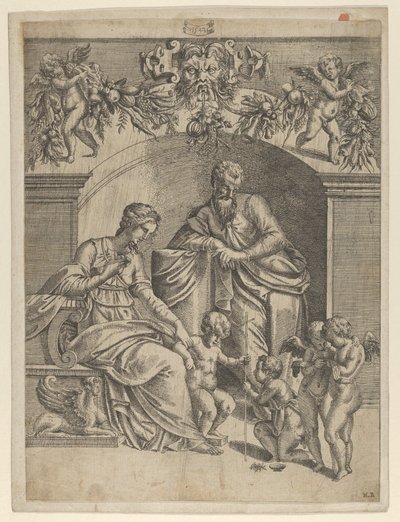 La Vergine con Gesù Bambino adorata da San Giovanni da Jean Mignon