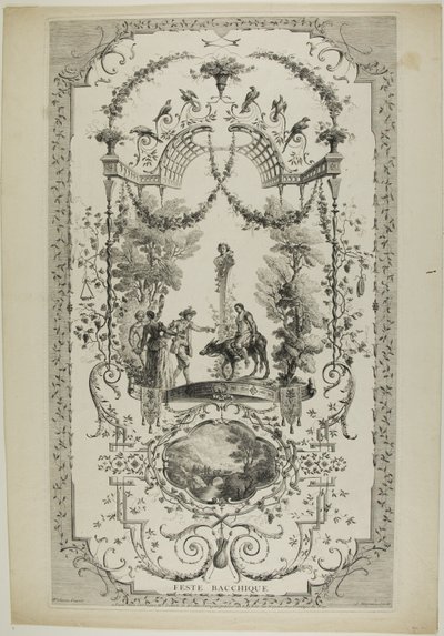 Feste Bacchique, tavola 97 da "Opere di Antoine Watteau da Jean Moyreau