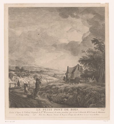 Paesaggio con una casa lungo un sentiero su un ponte da Jean Moyreau