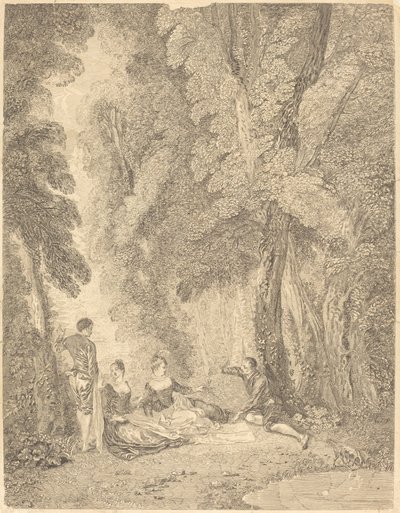 La colazione da Jean Moyreau after Antoine Watteau