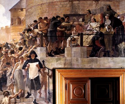Luigi VI di Francia concede ai cittadini di Parigi la loro prima carta, XII secolo da Jean Paul Laurens