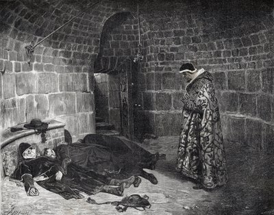 La vendetta di Papa Urbano VI (1318-1389) - La vendetta di Papa Urbano VI (tortura e scompare i suoi stessi cardinali) - incisione di Laurens da Jean Paul Laurens