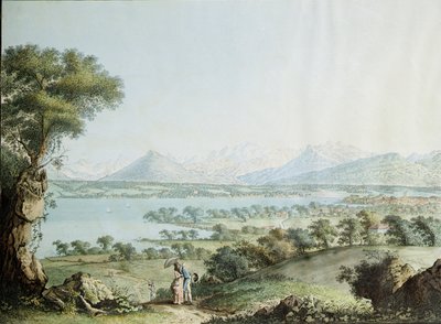 Veduta del Monte Bianco con Ginevra in primo piano, inciso da Jean Philippe Linck II e Jacob Philippe Hackert da Jean Philippe II Linck