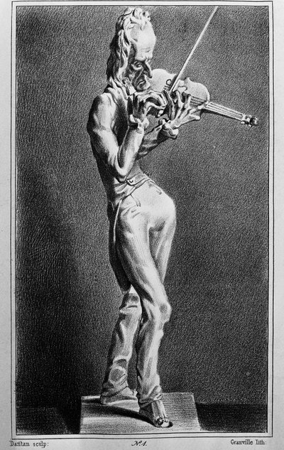 Niccolò Paganini (1782-1840), violinista e compositore italiano. Caricatura dopo la scultura di Jean Pierre Dantan il giovane da Jean Pierre (after) Dantan