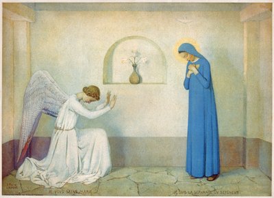 Annunciazione alla Vergine (incisione, circa 1920) da Jean Pierre Laurens