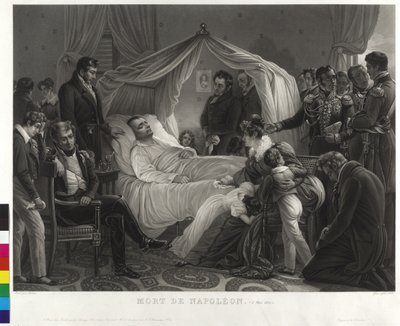 Napoleone I sul letto di morte circondato da abider da Jean Pierre Marie Jazet