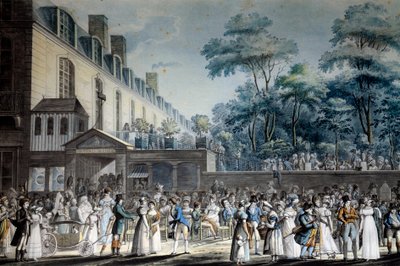 Veduta di Parigi: la passeggiata del giardino turco da Jean Pierre Marie Jazet