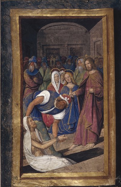La resurrezione di Lazzaro da Lettres bâtardes, ca. 1490-1510 da Jean Poyet