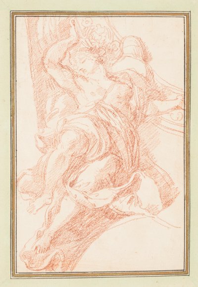 Dettaglio del soffitto con figura e motivo decorativo da Jean Robert Ango