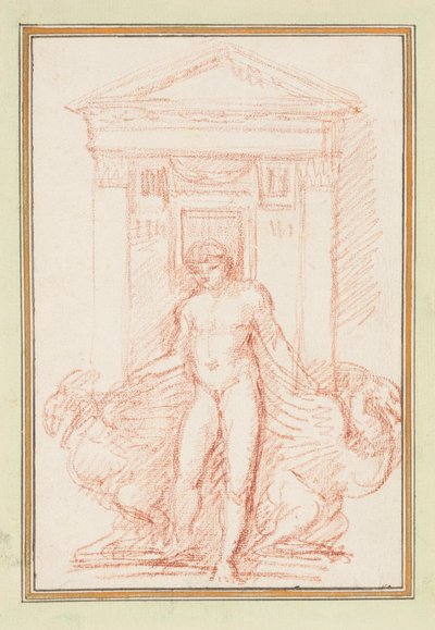 Portale con figura nuda e creature alate da Jean Robert Ango