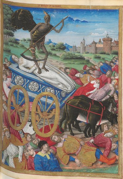 Il trionfo della Morte: la morte di Laura. Miniatura da Pétrarque, Les Triomphes, 1500-1505 da Jean Serpin