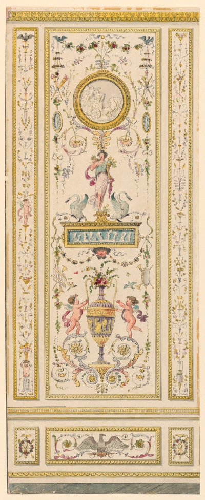 Disegno, pannello ornamentale, 1775-1800 da Jean Simeon Rousseau