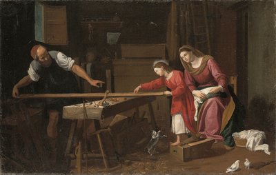 La Sacra Famiglia nella bottega del falegname da Jean Tassel
